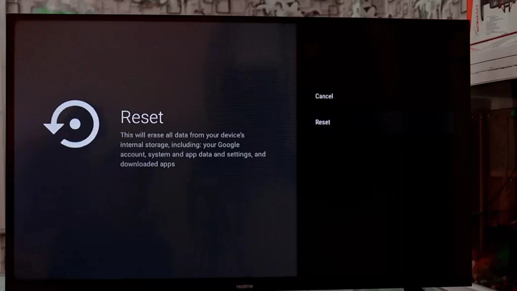 how to reset realme android tv 