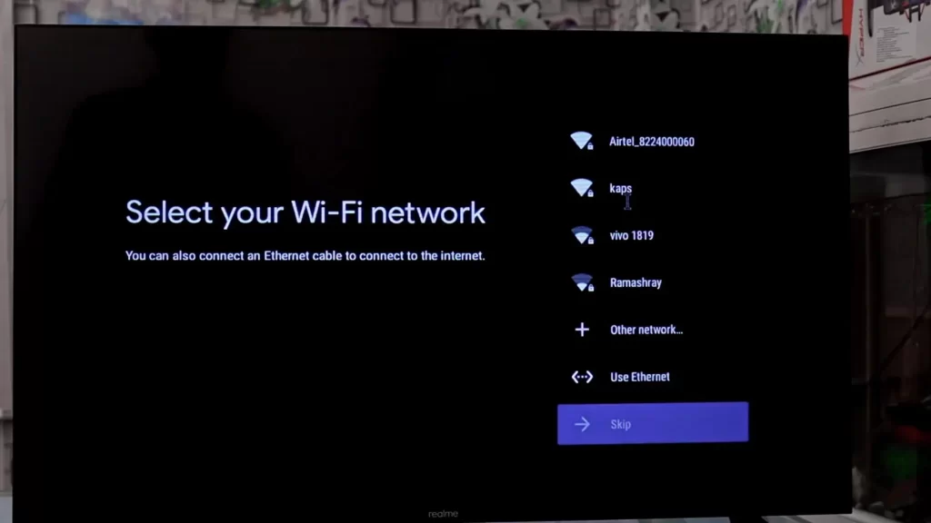 Wifi settings in android tv 